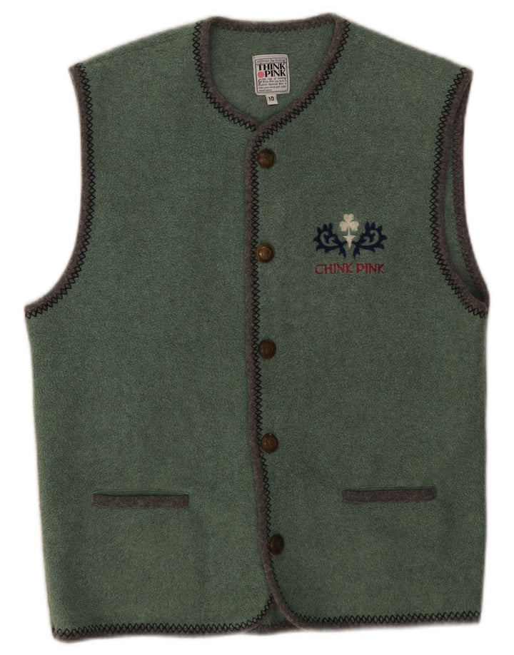 Think Pink Chaleco polar para mujer UK 10 Pequeño poliéster verde