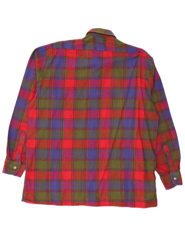 VINTAGE Camisa de franela para hombre Talla 41/42 Algodón a cuadros multicolor grande