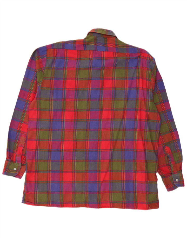VINTAGE Camisa de franela para hombre Talla 41/42 Algodón a cuadros multicolor grande