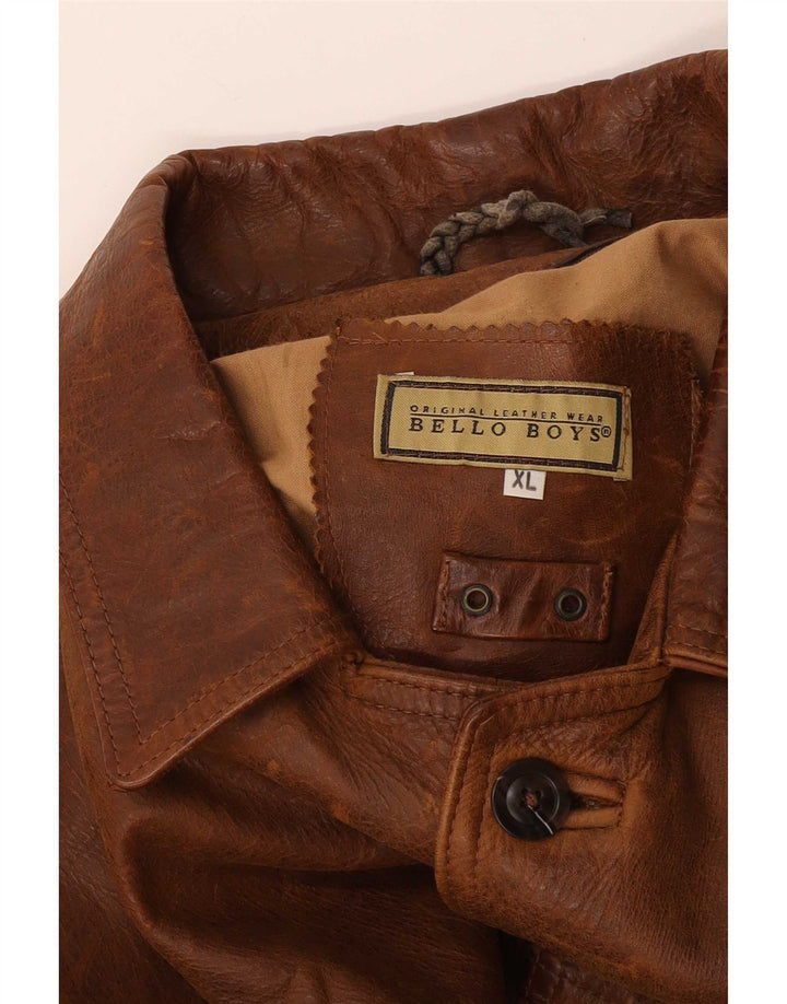 Bello Boys Chaqueta de cuero para hombre UK 42 XL Marrón
