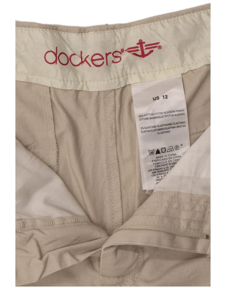 DOCKERS Pantalones cortos chinos para mujer US 12 grande W33 algodón gris