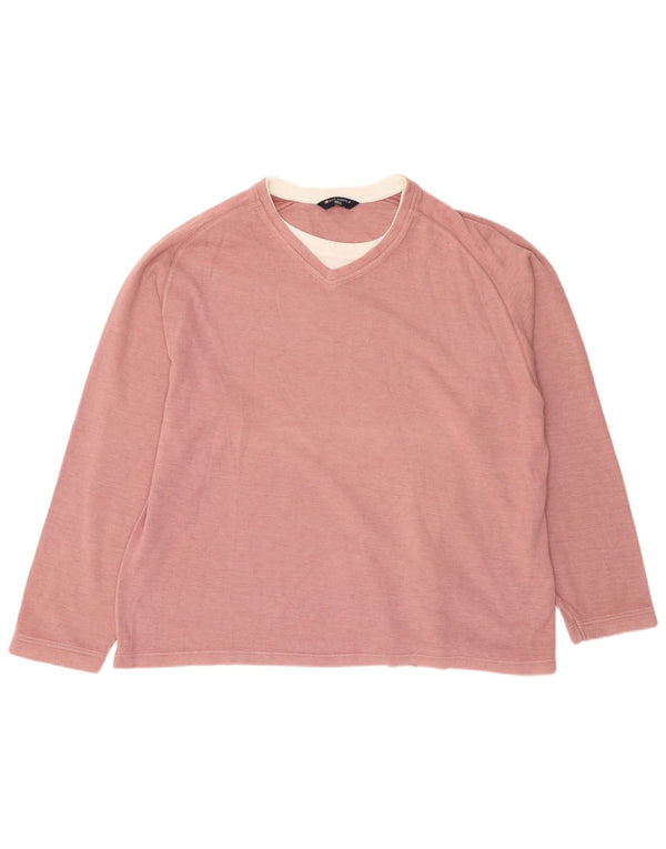 Marks & Spencer - Jersey con cuello en V para hombre, color azul, 2XL, algodón rosa
