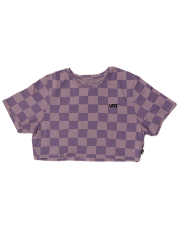 Vans Camiseta corta para mujer Top UK 44 Algodón geométrico morado grande