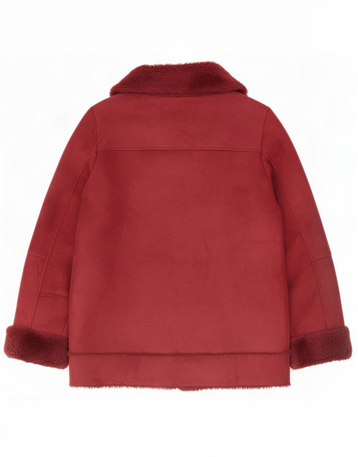 Marks & Spencer Chaqueta Sherpa para Mujer UK 10 Small Borgoña Poliéster