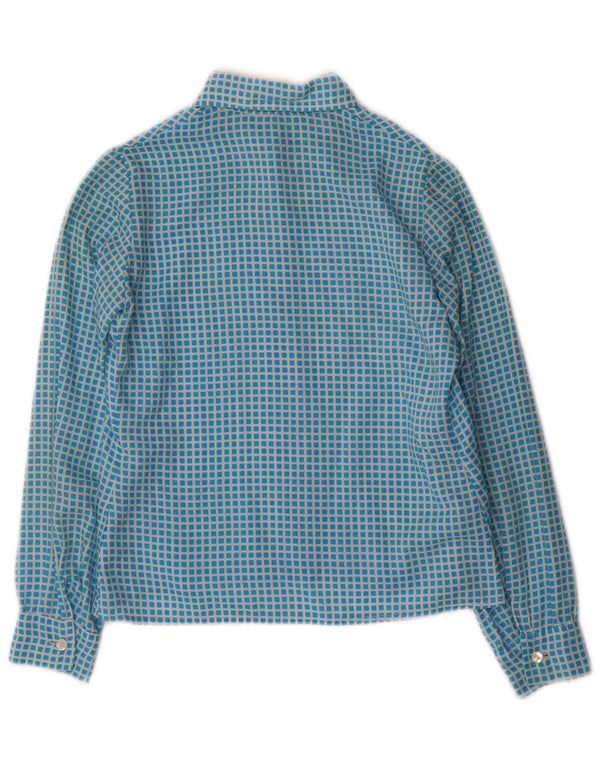 Vintage camisa de mujer Reino Unido 10 pequeño cheque azul