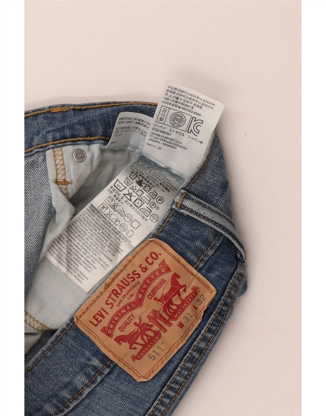 LEVI'S Mens 511 Slim Jeans W31 L32 Algodón Azul