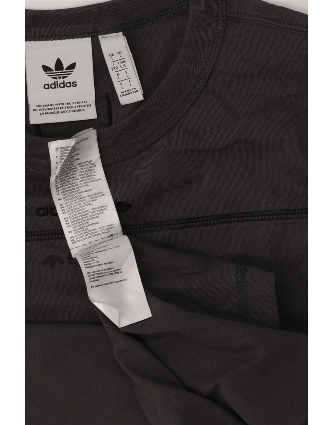 Adidas - Camiseta para hombre, talla grande, algodón gris