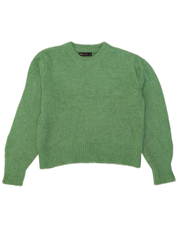 Marks & Spencer Suéter Corto con Cuello Redondo para Mujer UK 10 Small Green