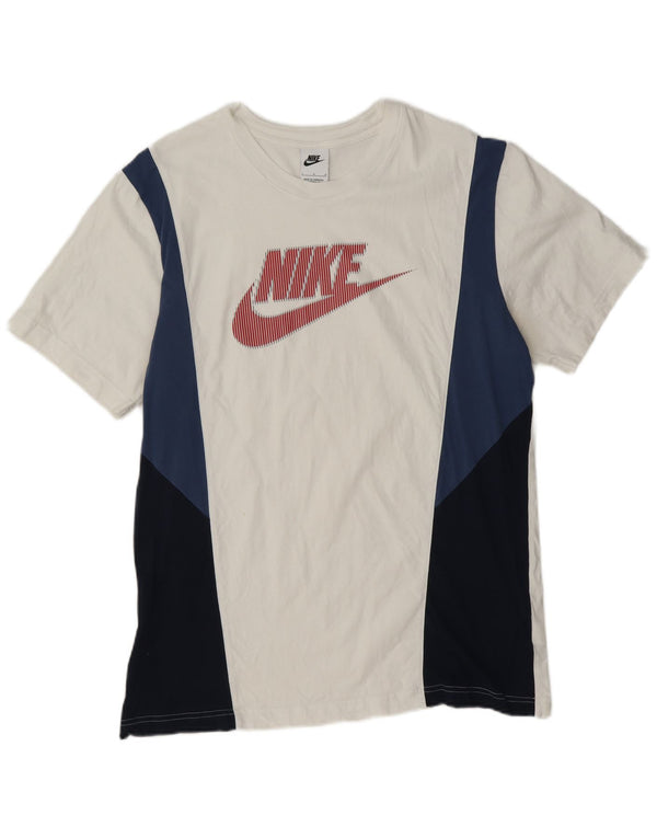 Nike Camiseta gráfica para hombre Top grande de algodón blanco con bloques de color