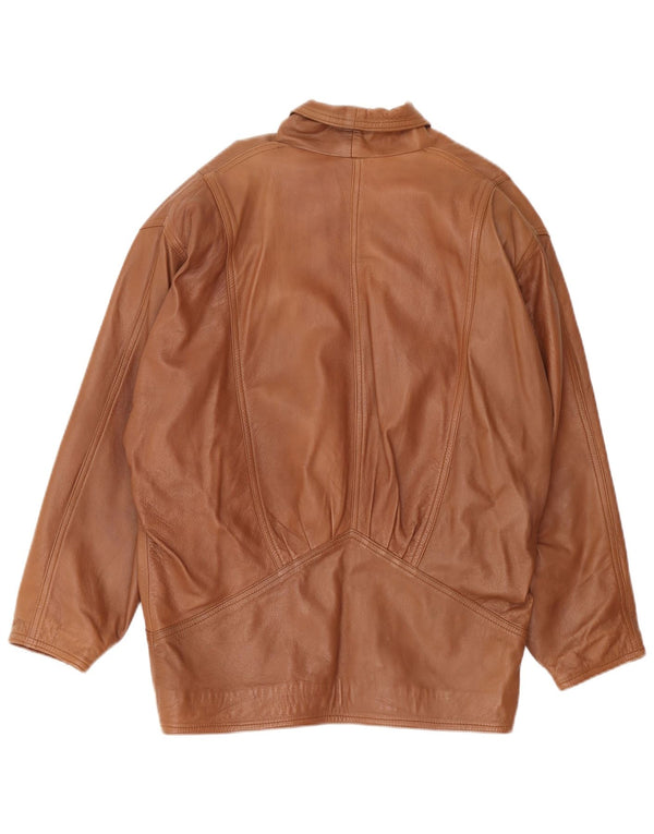 Vintage mujer chaqueta de cuero de gran tamaño Reino Unido 18 XL cuero marrón