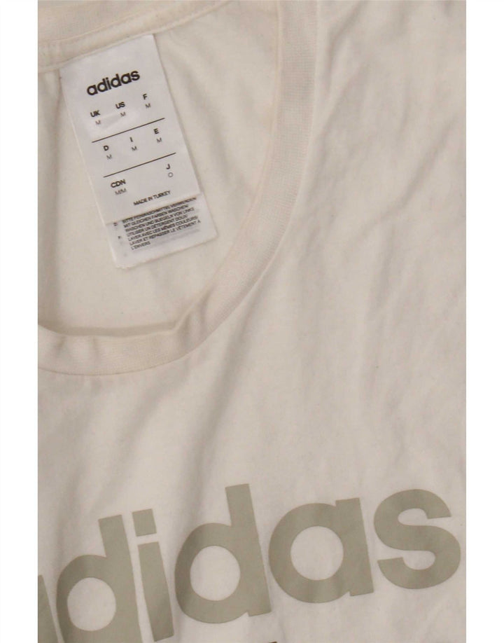 Adidas - Camiseta gráfica para hombre, tamaño mediano, algodón blanco