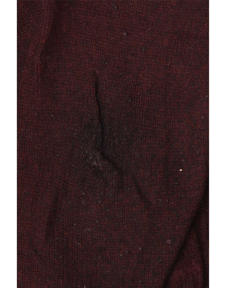 Marks & Spencer Suéter tipo jersey con cuello y cremallera para hombre, tamaño grande, de lana de cordero color burdeos