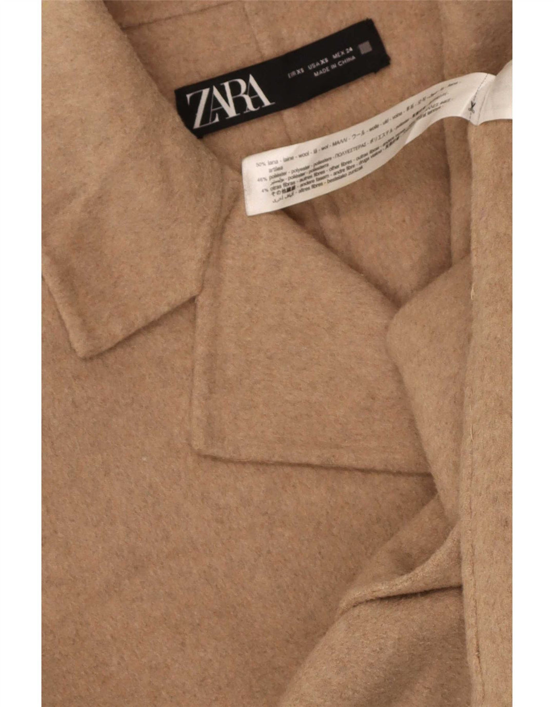 Zara Mujer Abrigo Extragrande UK 6 XS Lana Beige
