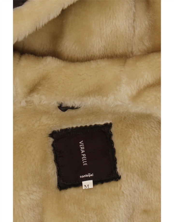 Conbipel Chaqueta de piel de oveja con capucha para mujer UK 44 Cuero gris medio