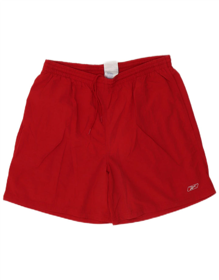 Reebok - Pantalones cortos deportivos para hombre, poliéster rojo grande