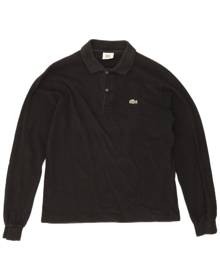 Lacoste Polo de manga larga para hombre talla 4 mediano algodón negro