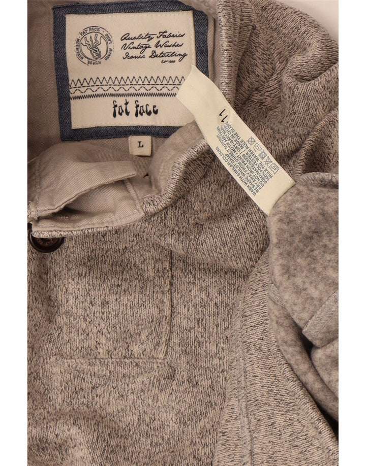 FAT FACE Sudadera Airlie con cuello y botones para hombre, tipo jersey, grande, gris moteado