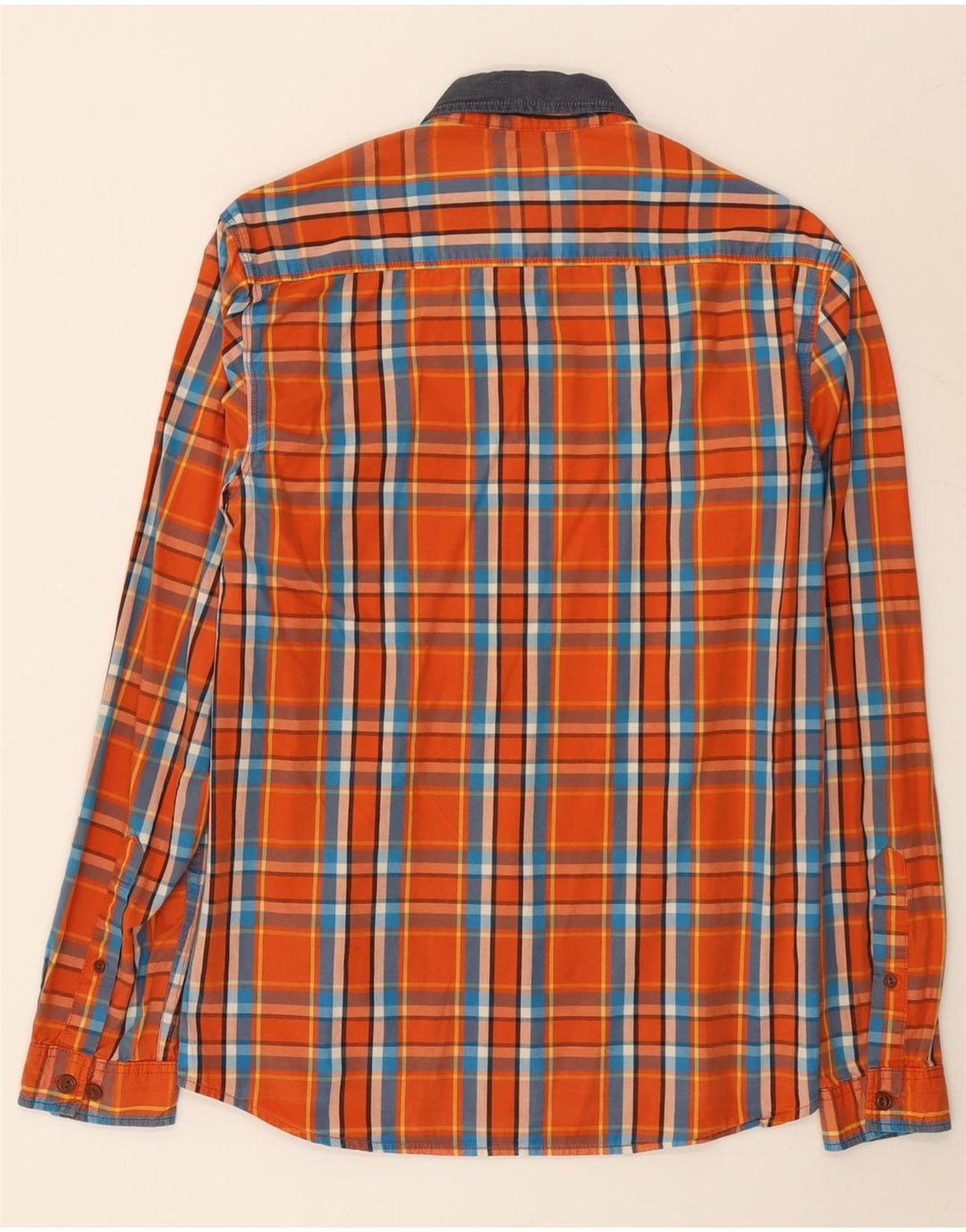 JACK & JONES Camisa Hombre Algodón Cuadros Naranja Mediano
