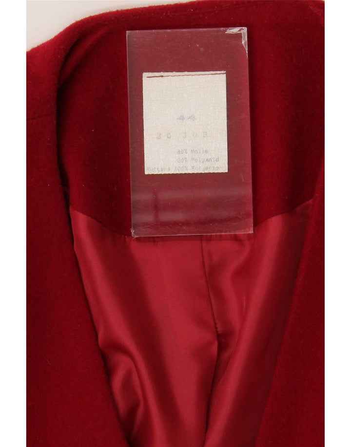Vintage mujer 3 botones crop blazer chaqueta IT 44 lana roja mediana