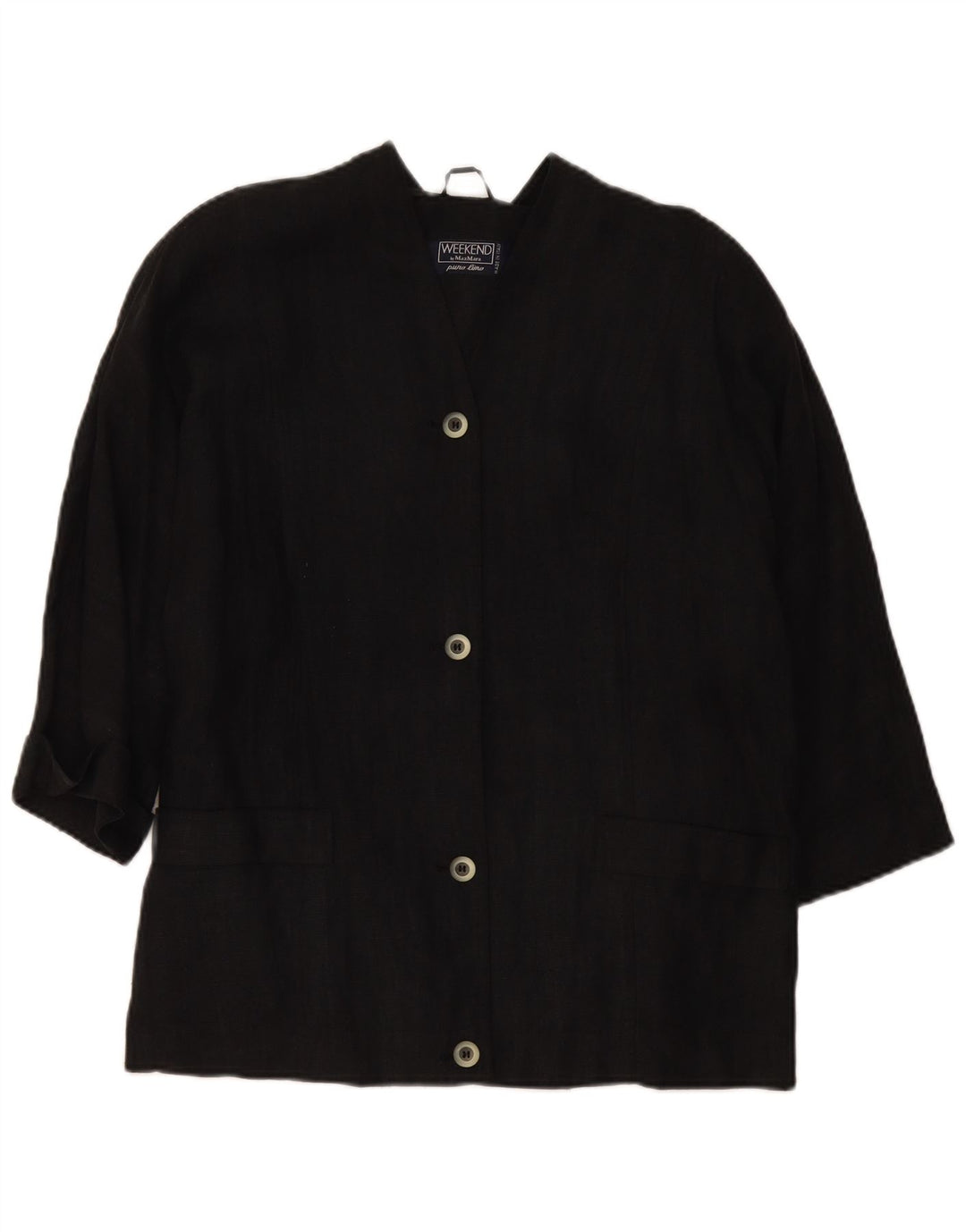 Max Mara Chaqueta tipo blazer de gran tamaño con 4 botones para mujer, talla 10, color negro