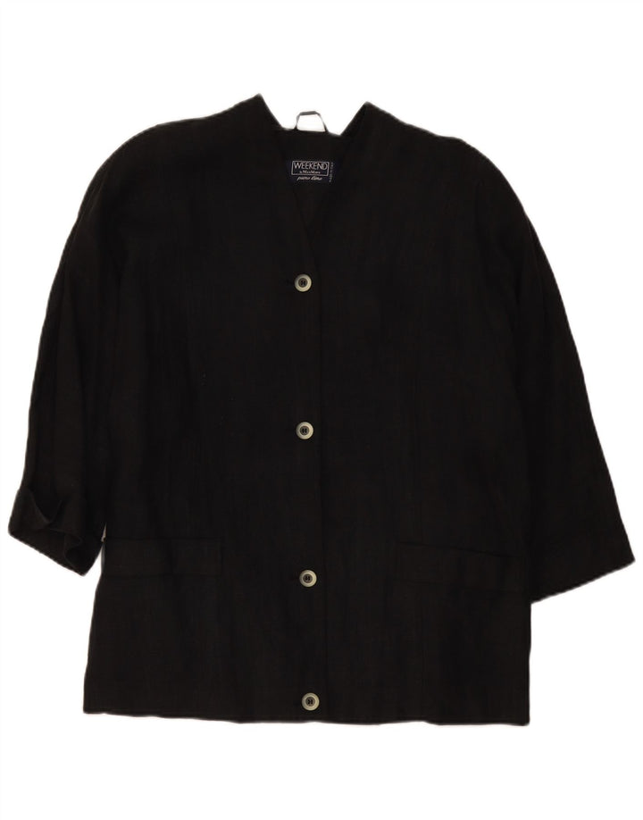 Max Mara Chaqueta tipo blazer de gran tamaño con 4 botones para mujer, talla 10, color negro
