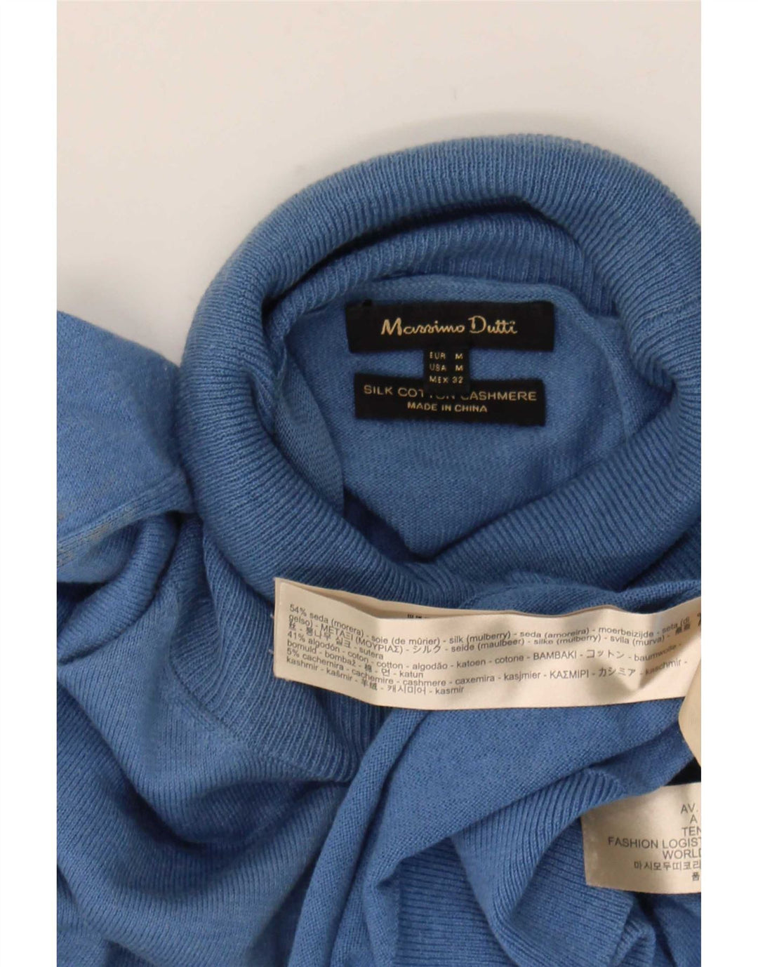Massimo Dutti Jersey de cuello vuelto para mujer UK 44 Seda azul medio