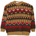 Bluster Jersey De Cuello Redondo Para Hombre IT 52 Large Marrón Geométrico De Lana