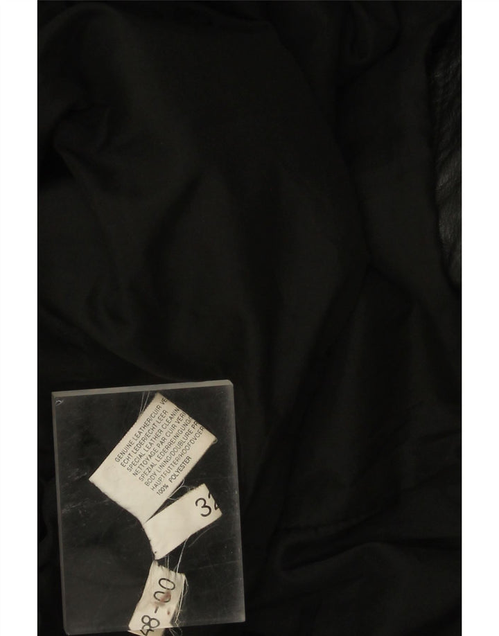 Vintage mujer cuero abrigo Reino Unido 20 2XL cuero negro