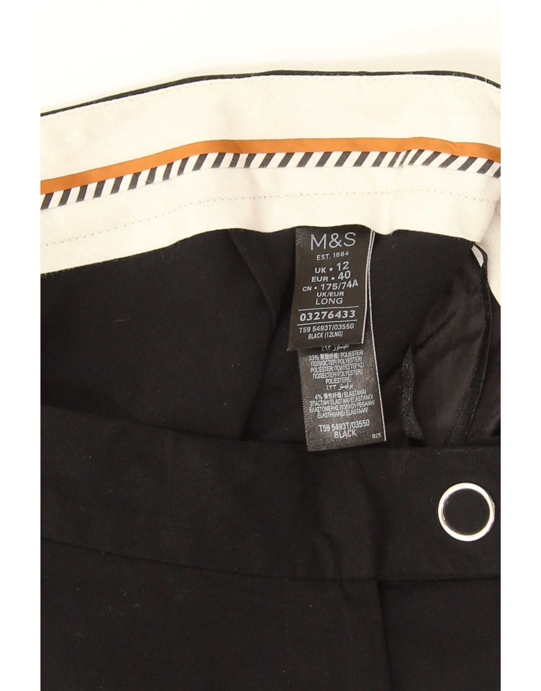 Marks & Spencer Pantalones de traje rectos para mujer UK 12 Medium W32 L32 Negro