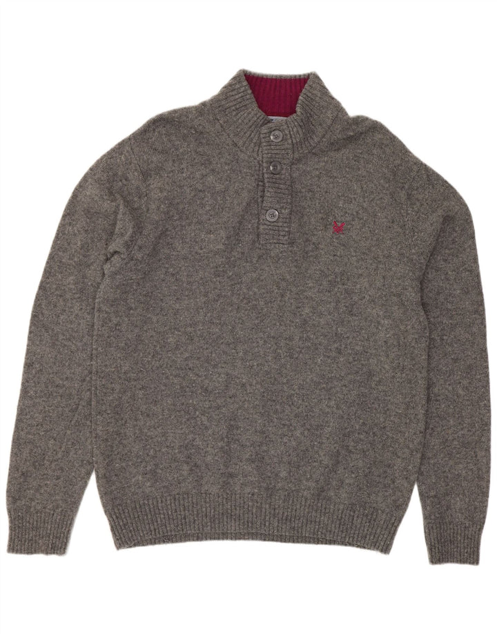 Crew Clothing - Jersey con cuello y botones para hombre, talla XL, lana gris