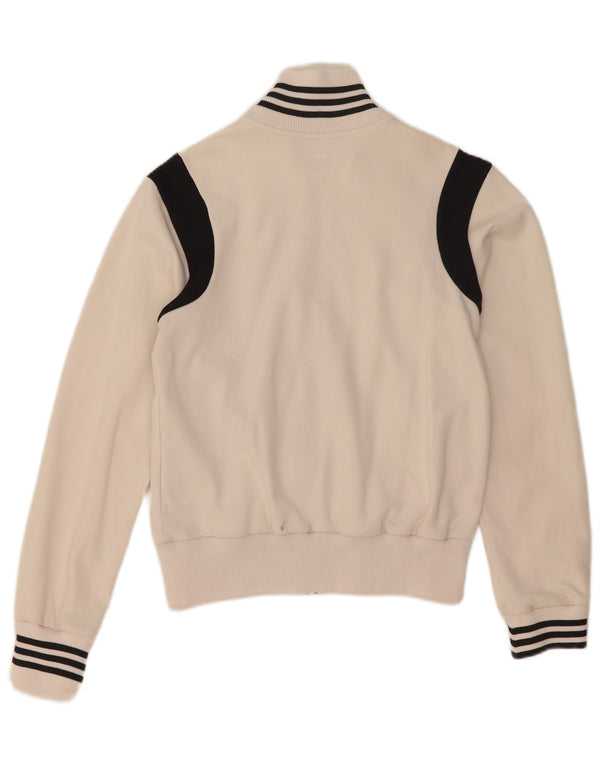 Adidas Mujer Gráfico Chándal Top Chaqueta UK 10 Small Blanco Colorblock