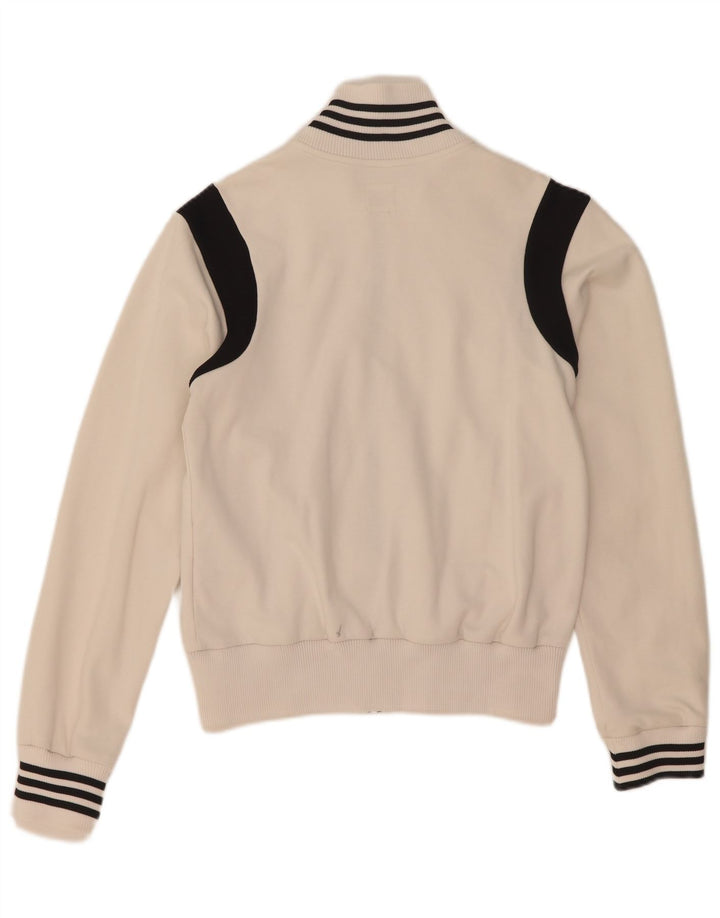 Adidas Mujer Gráfico Chándal Top Chaqueta UK 10 Small Blanco Colorblock