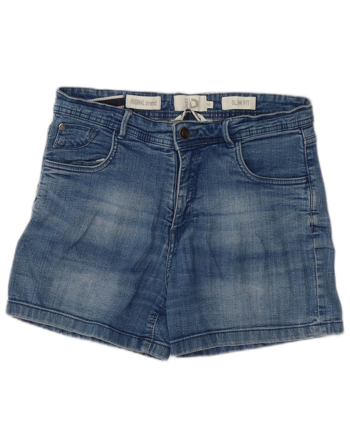 Dack's Pantalones cortos de mezclilla ajustados para mujer IT 46 Large W30 Algodón azul