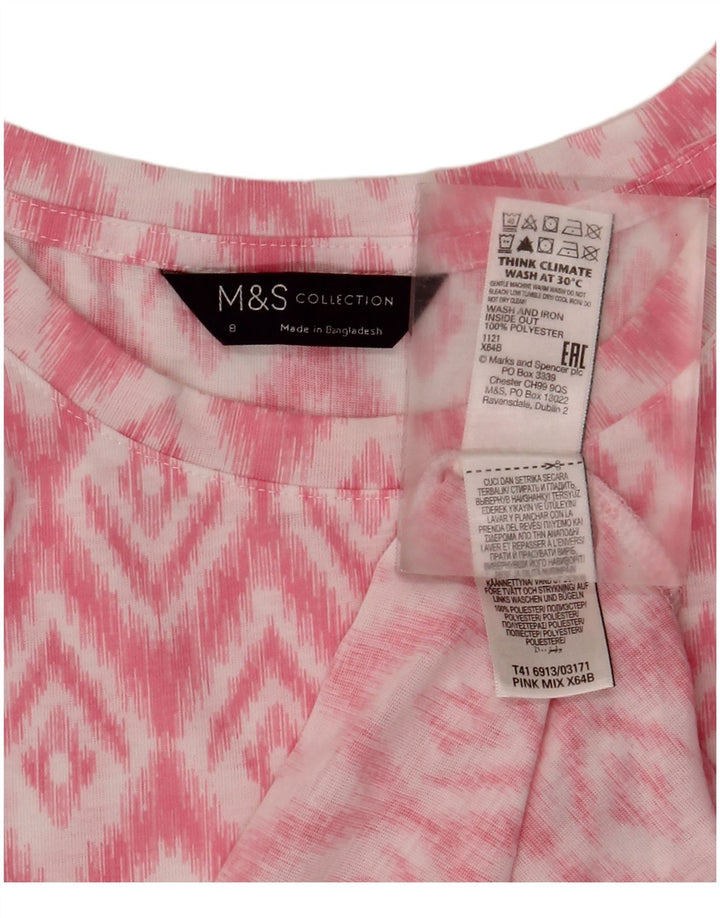 Marks & Spencer Blusa sin mangas para mujer UK 8 Small Pink Ikat Poliéster