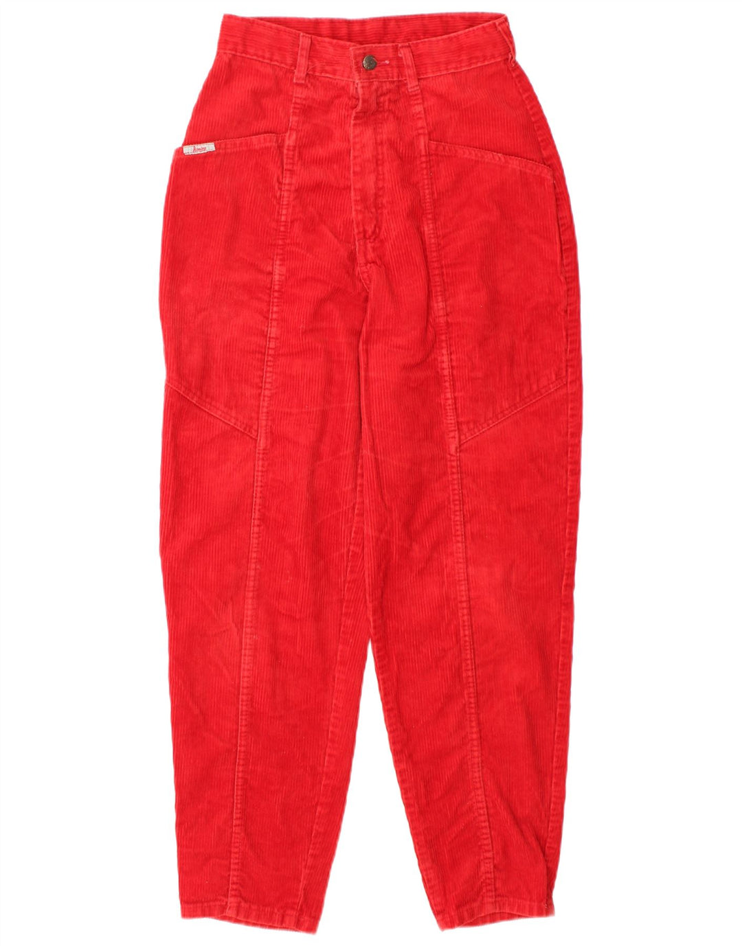 CALLE. BERNARD Pantalones de pana de cintura alta para mujer UK 12 Medium W24 L27 Rojo