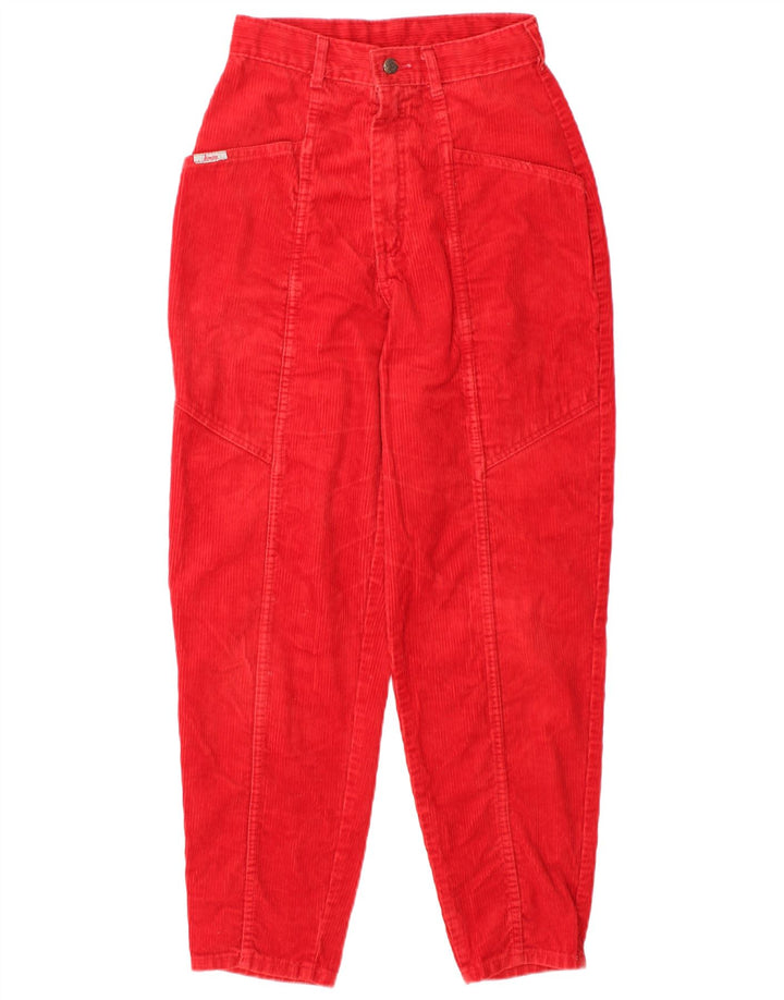 CALLE. BERNARD Pantalones de pana de cintura alta para mujer UK 12 Medium W24 L27 Rojo