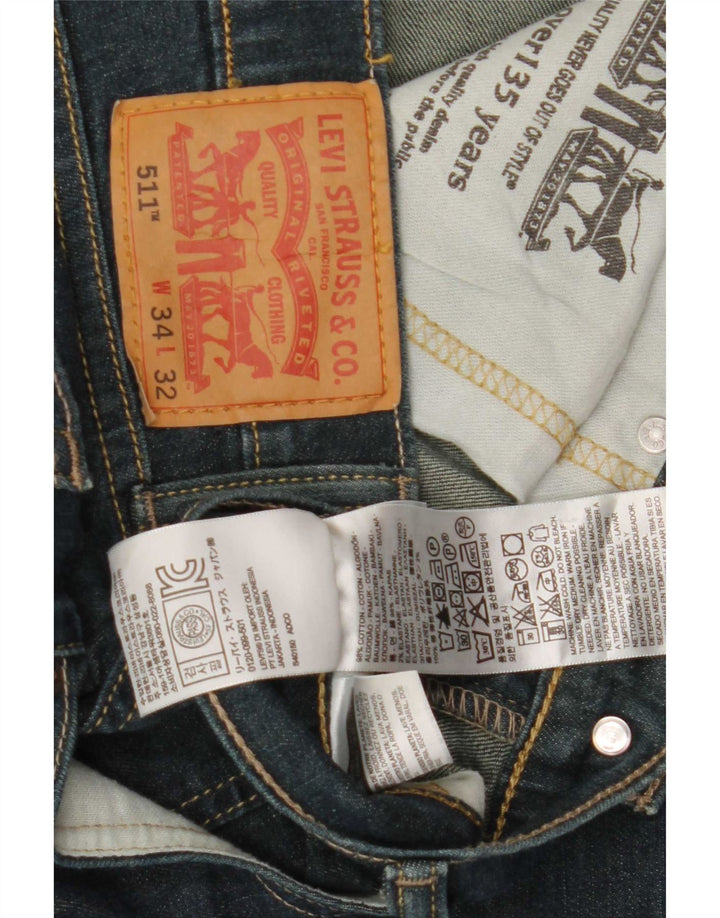 Levi's Hombre 511 Slim Jeans W34 L32 Algodón Azul