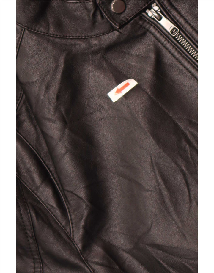 Zara Chaqueta Bomber De Piel Sintética Para Hombre UK 40 Grande Poliéster Negro