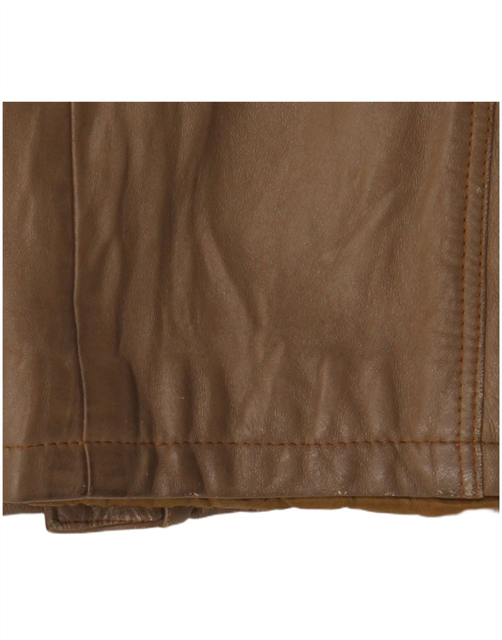 Vintage mujer chaqueta de cuero Reino Unido 14 marrón medio