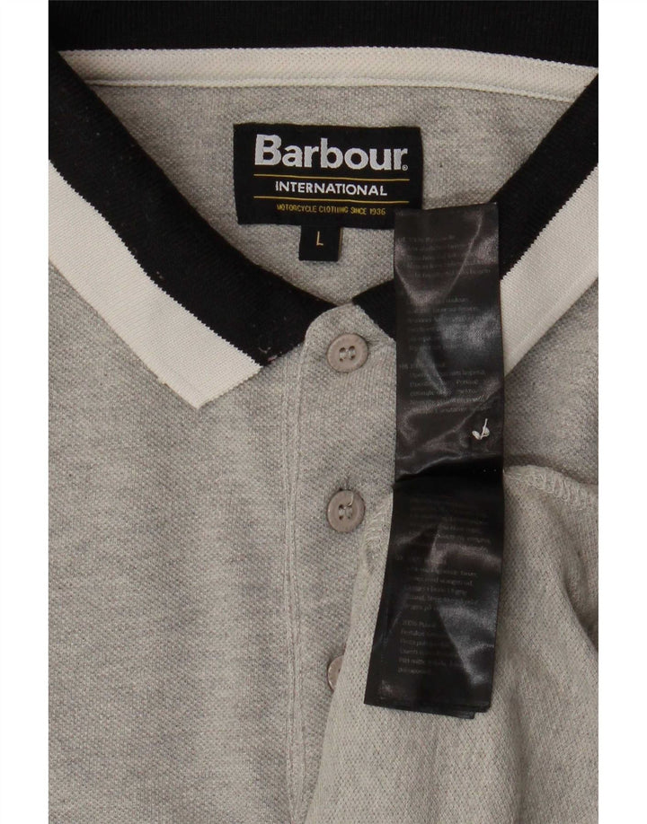 Polo Barbour para hombre de algodón con bloques de color gris grande