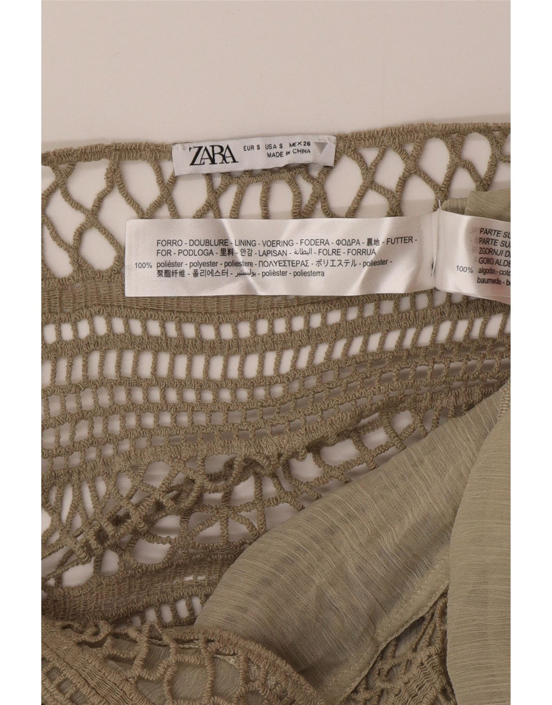 Zara Mujer Maxi Vestido De Verano UK 8 Pequeño Poliéster Caqui