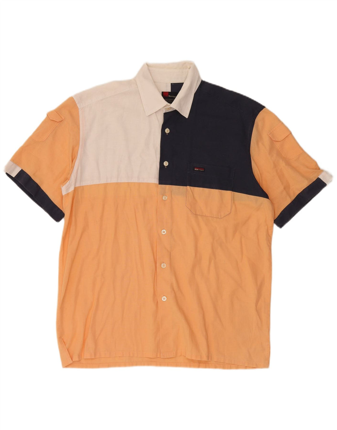 Navigare - Camisa de manga corta para hombre, color naranja, talla grande