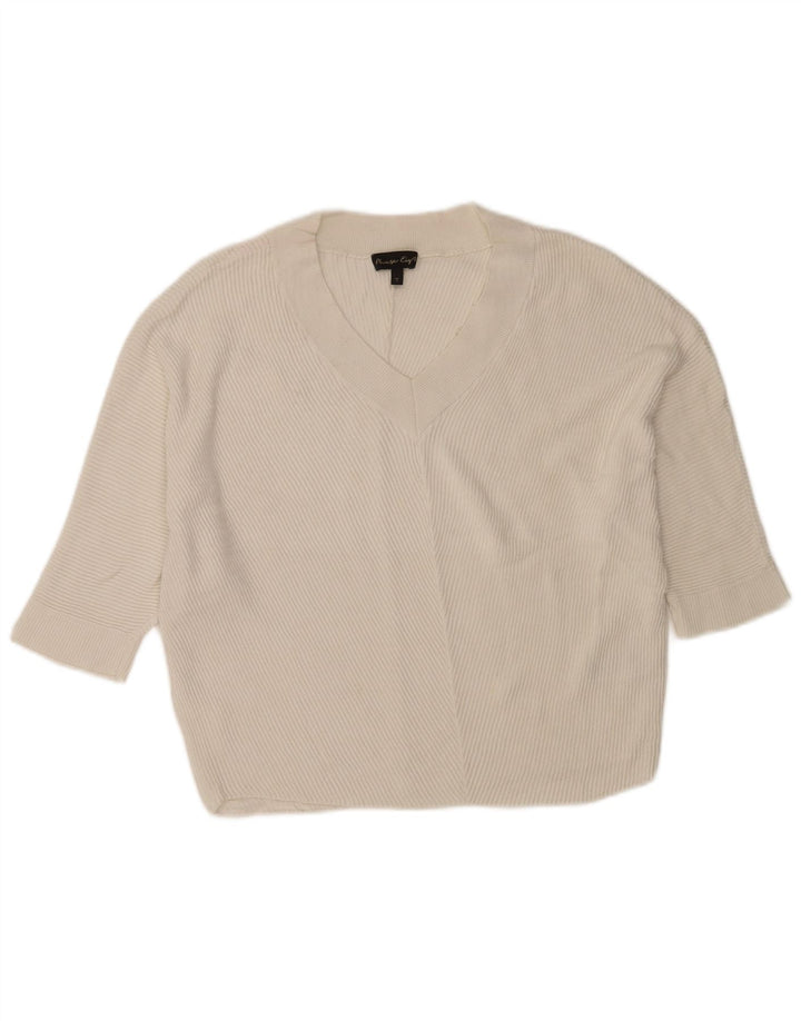 Phase Eight Suéter tipo jersey de gran tamaño con cuello en V para mujer UK 10 Small White
