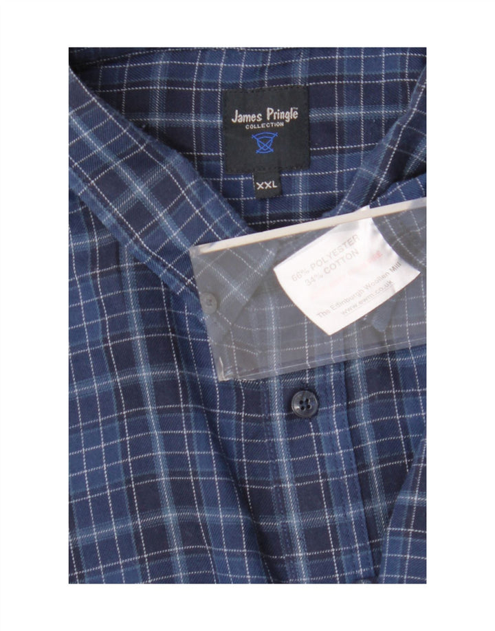 James Pringle Camisa para hombre 2XL Poliéster a cuadros azul marino