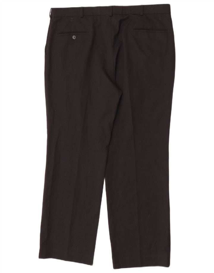 Farah Pantalón de traje con pinzas para hombre W38 L30 Poliéster negro