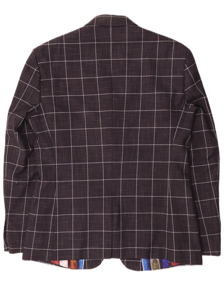 Cavani Chaqueta tipo blazer de 2 botones para hombre UK 42 XL Poliéster a cuadros azul marino