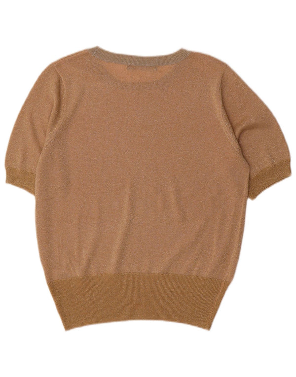 Marks & Spencer Suéter tipo jersey con cuello barco para mujer, Reino Unido 44, mediano, moteado en oro