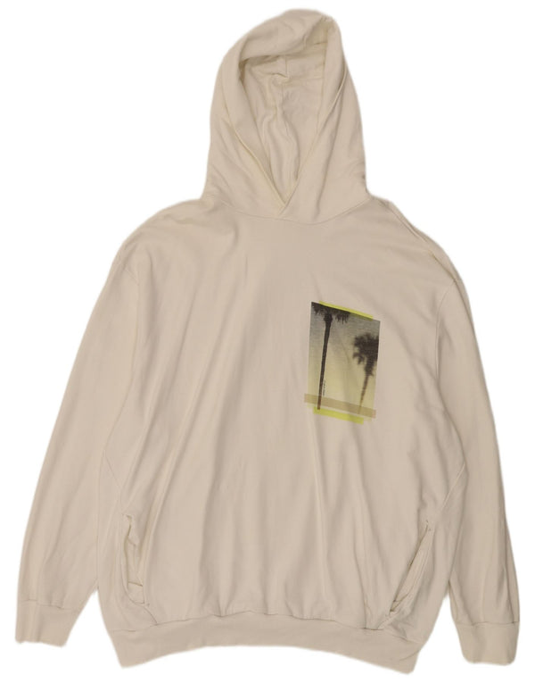 Calvin Klein Jersey con capucha gráfica para hombre 3XL Algodón blanco roto