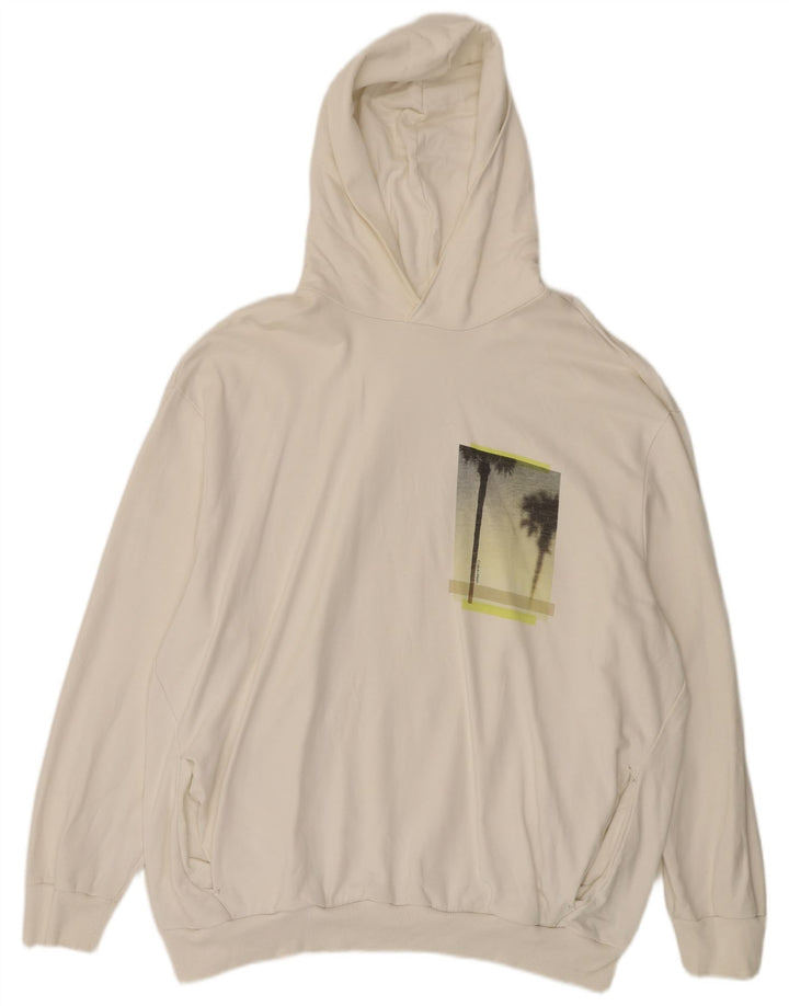 Calvin Klein Jersey con capucha gráfica para hombre 3XL Algodón blanco roto
