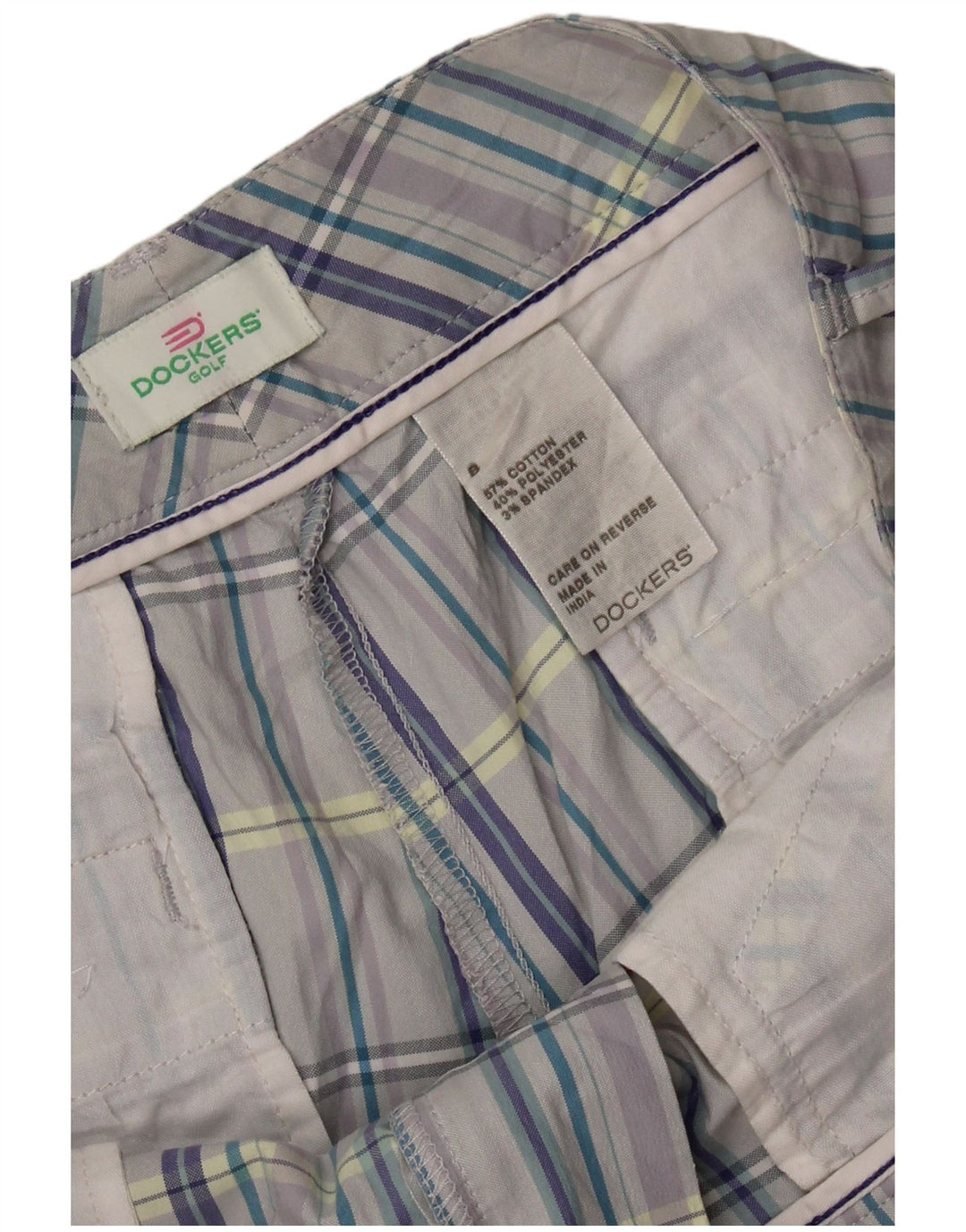 DOCKERS Pantalones cortos casuales para mujer US 8 mediano W34 gris a cuadros algodón
